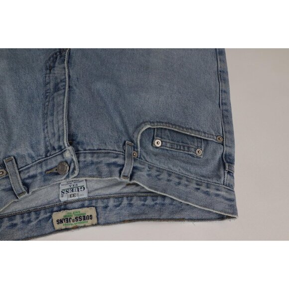 Vintage 90s Guess Mens 33x27 Distressed Relaxed Fit Denim Jeans Blue Cotton USA - Picture 8 of 16